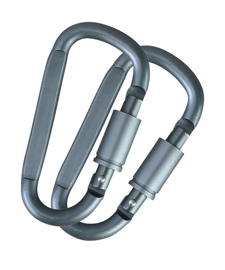 Kombat UK Gunmetal Grey Locking Carabiners - 8mm (Pair)