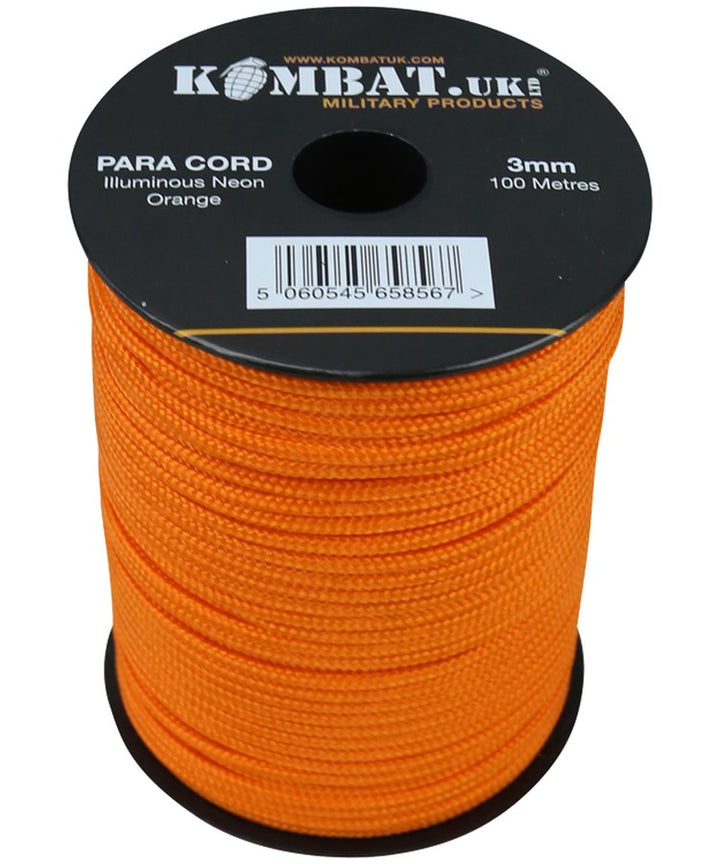 Kombat UK Paracord - 100m Reel - Neon Orange