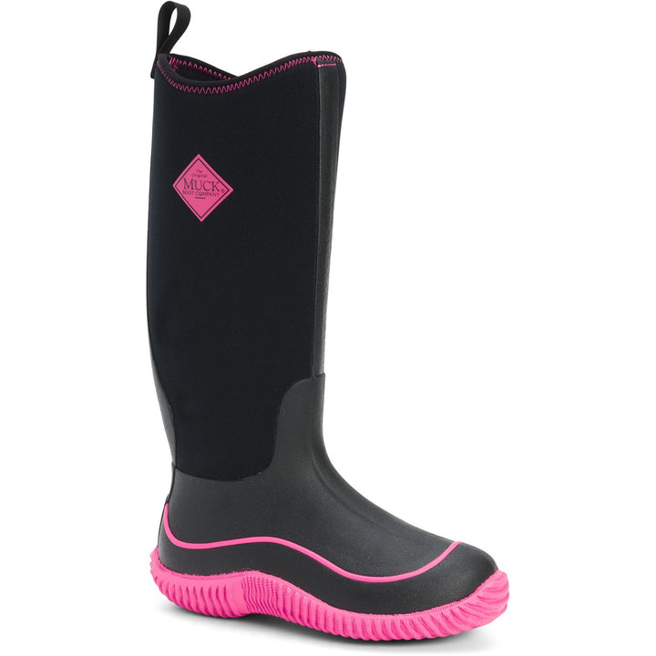 Muck Boots Hale Pull On Wellington Boot Black Pink 3