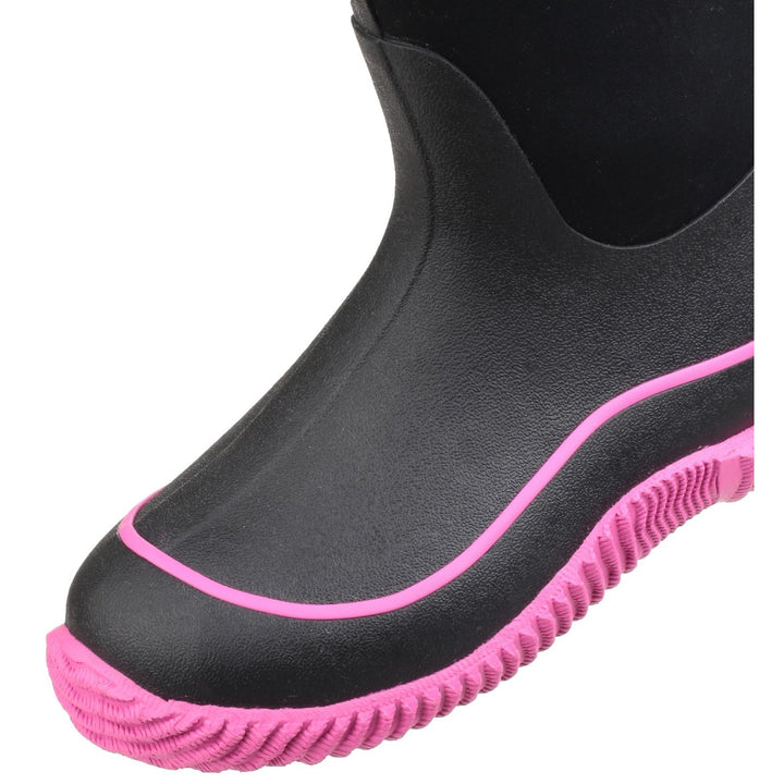 Muck Boots Hale Pull On Wellington Boot Black Pink 3