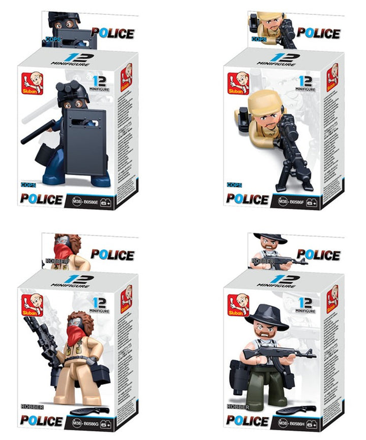 Sluban B0586 Cops & Robbers Mini Figures Box of 12