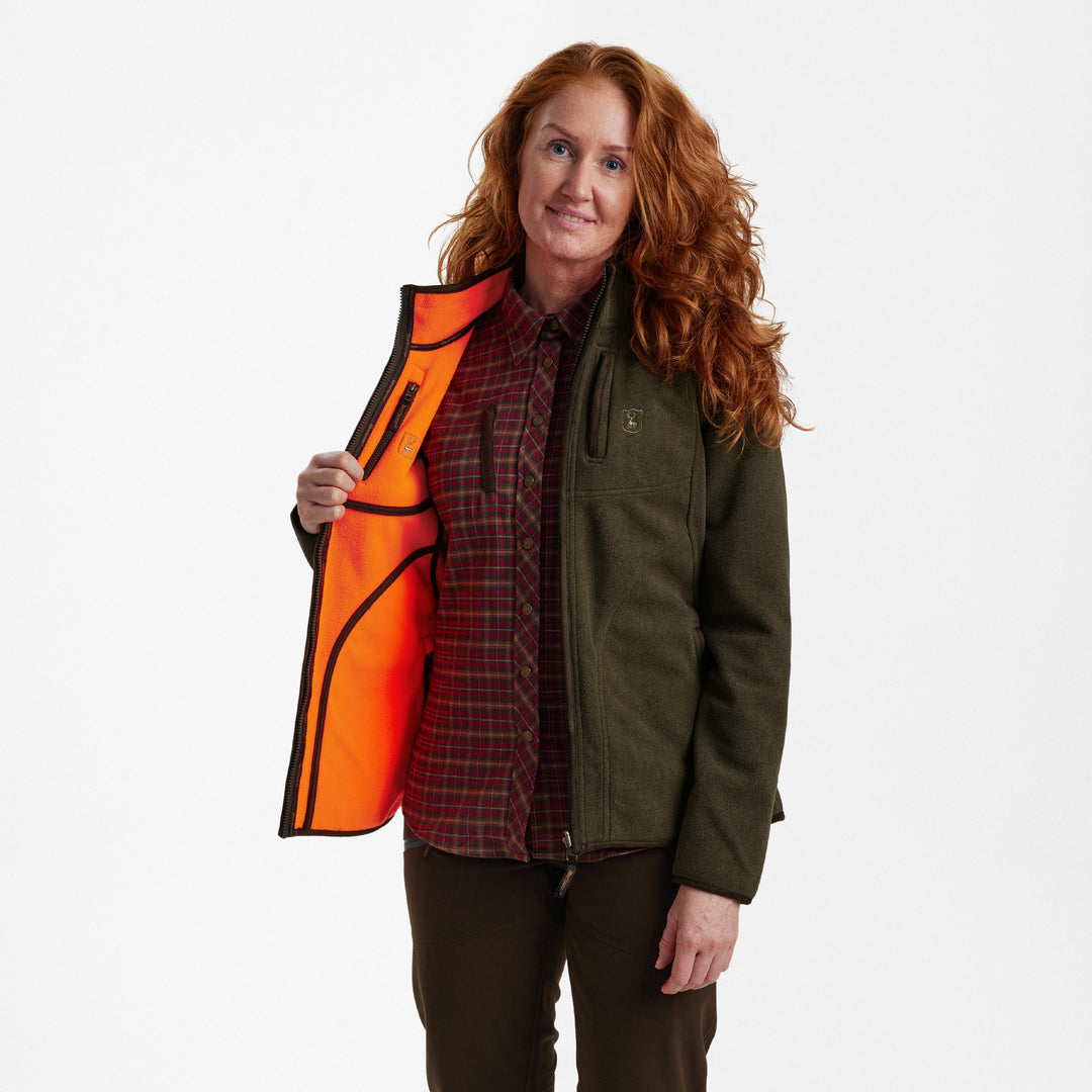 Deerhunter Lady Pam Bonded Fleece Jacket - reversible Orange 36