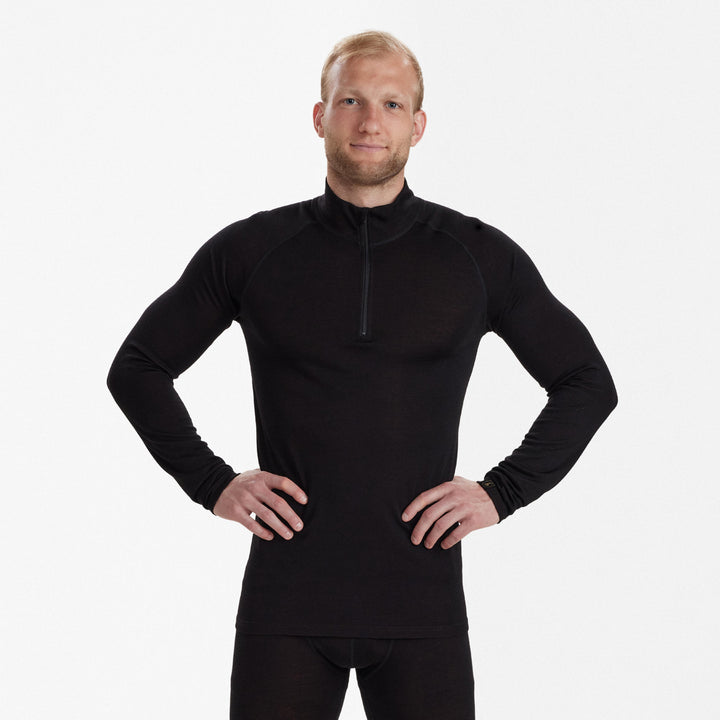 Deerhunter Quinn Merino Â½-Zip Undershirt Black Oak 2XL