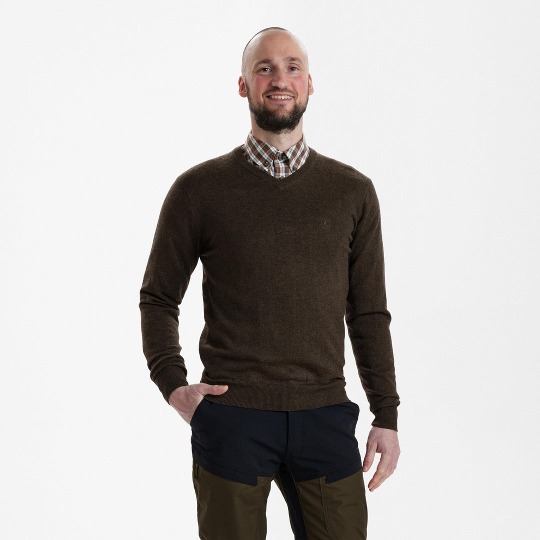 Deerhunter Kingston Knit with V-Neck Dark Elm 2XL