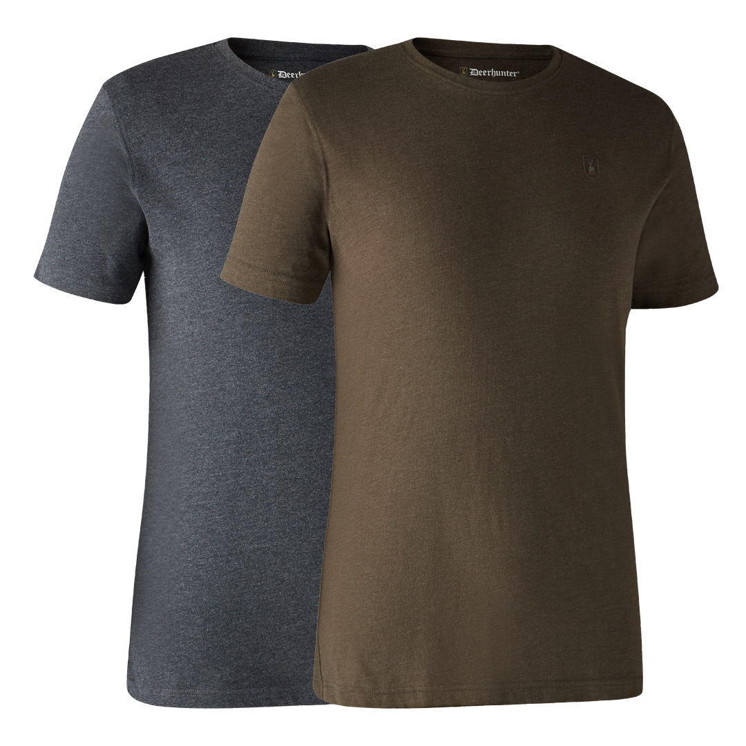 Deerhunter Basic 2-pack T-Shirt Brown Leaf melange 2XL