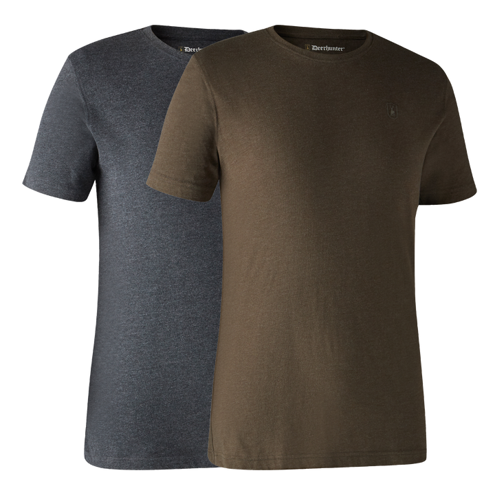 Deerhunter Basic 2-pack T-Shirt Brown Leaf melange 2XL