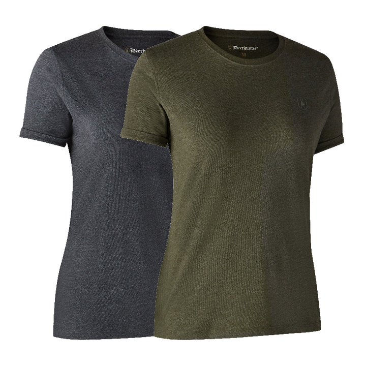 Deerhunter Ladies Basic 2-pack T-shirt Adventure Green mel/Brown Leaf mel. 36