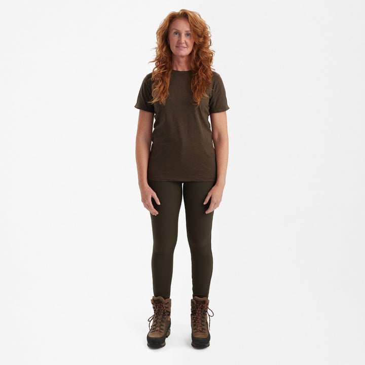 Deerhunter Ladies Basic 2-pack T-shirt Brown Leaf melange 36