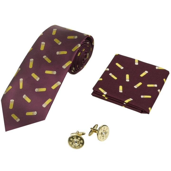 Jack Pyke Tie, Hanky and Cufflinks Gift Set Cartridge Wine