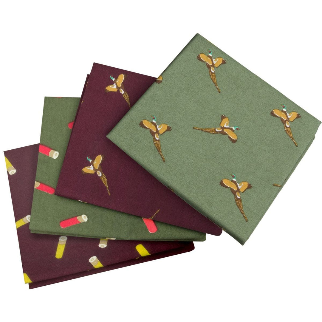 Jack Pyke 4 Pack Hankies Pheasant and Cartridge Wine/Green