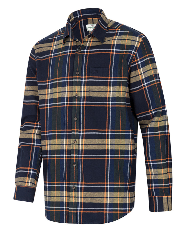 Hoggs Of Fife Coll Cotton Twill Check Shirt Navy