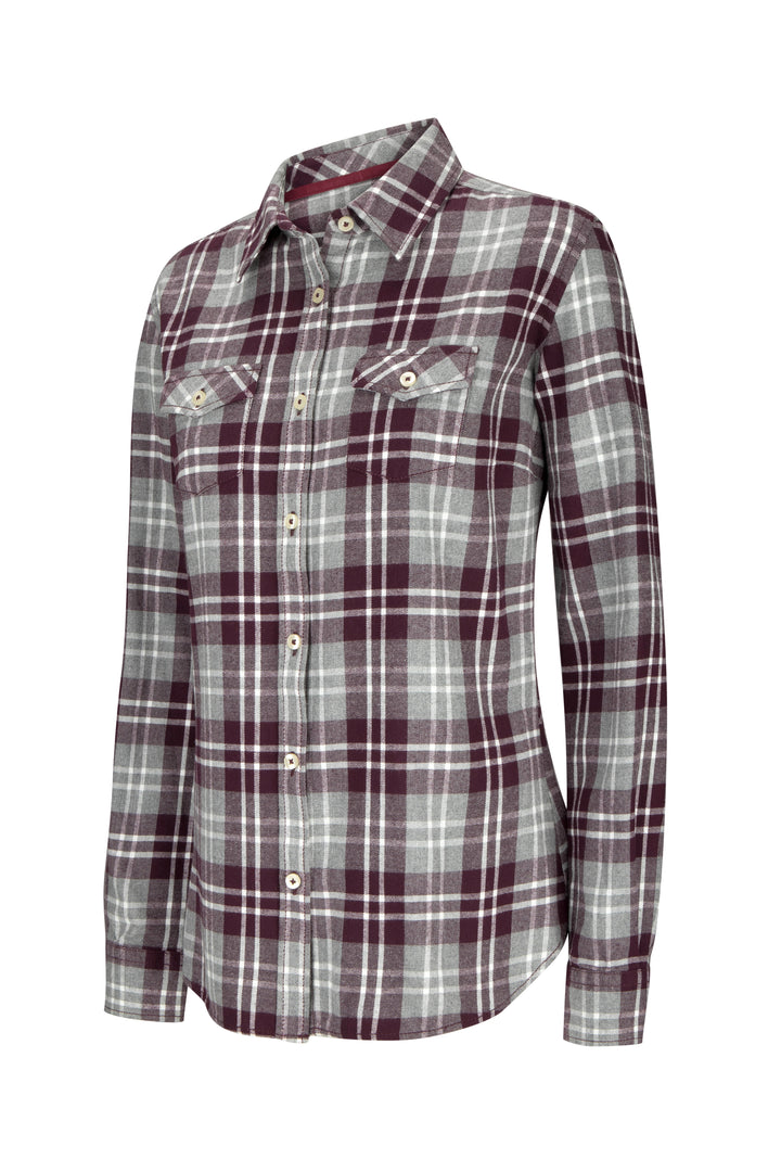 Hoggs Of Fife Eilidh Ladies Flannel Shirt Marled Merlot