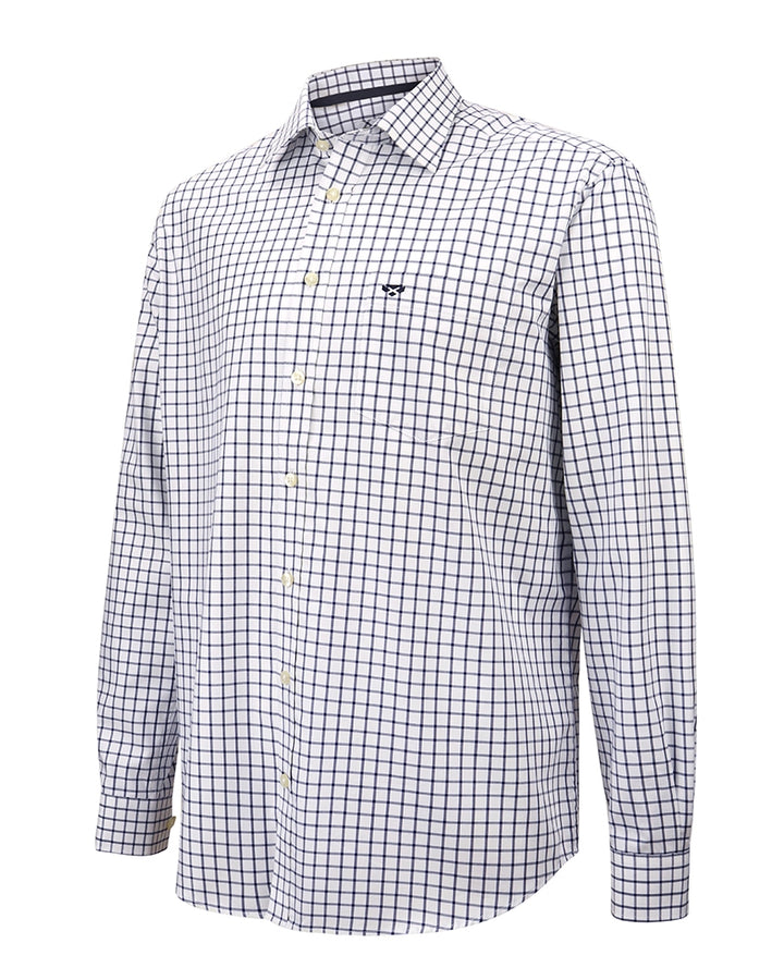 Hoggs Of Fife Turnberry Twill Cotton Shirt White/Navy Check