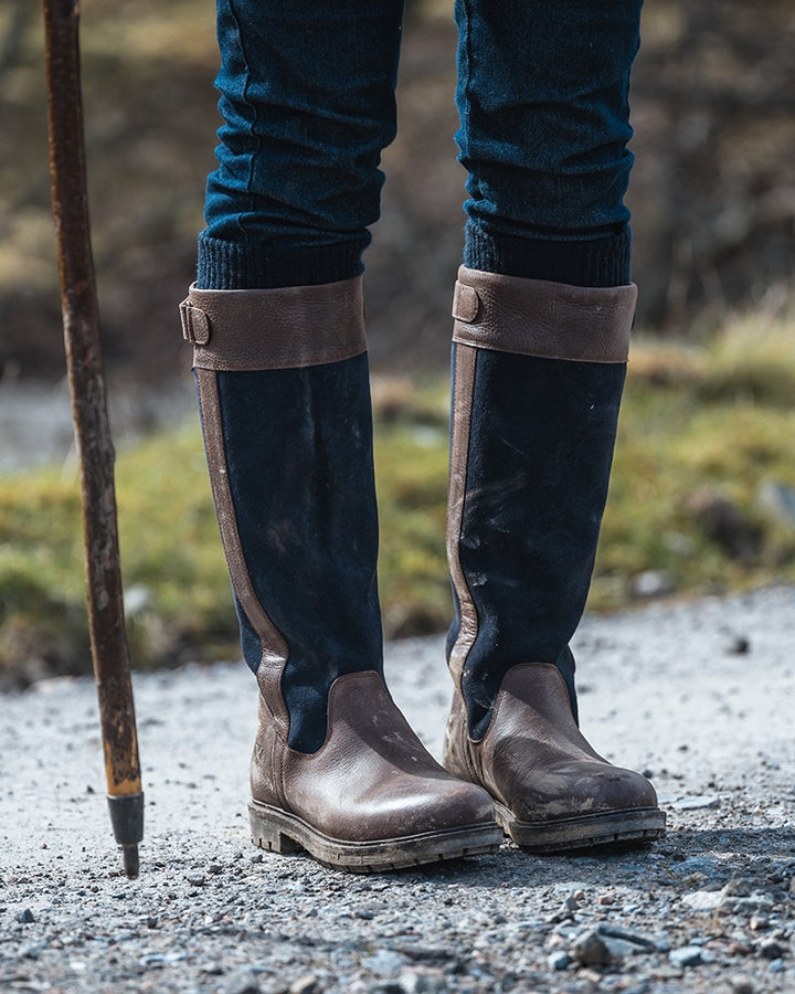 Hoggs Of Fife Cleveland II Ladies Country Boots Dark Brown/Navy