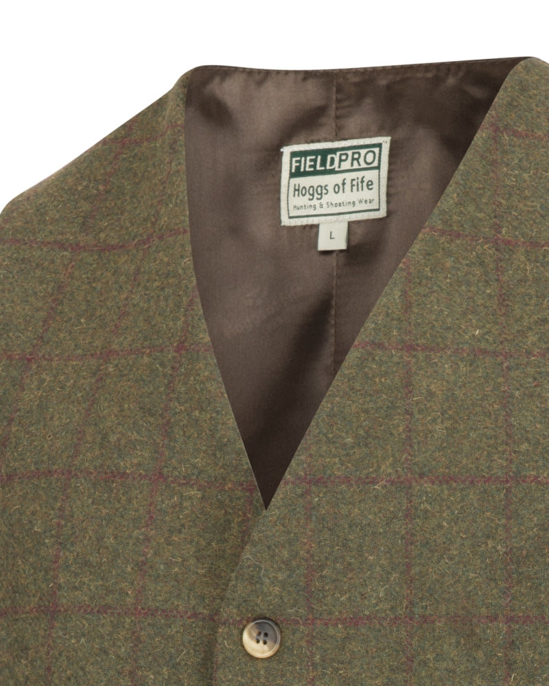 Hoggs Of Fife Tummel Tweed Dress Waistcoat Olive/Wine