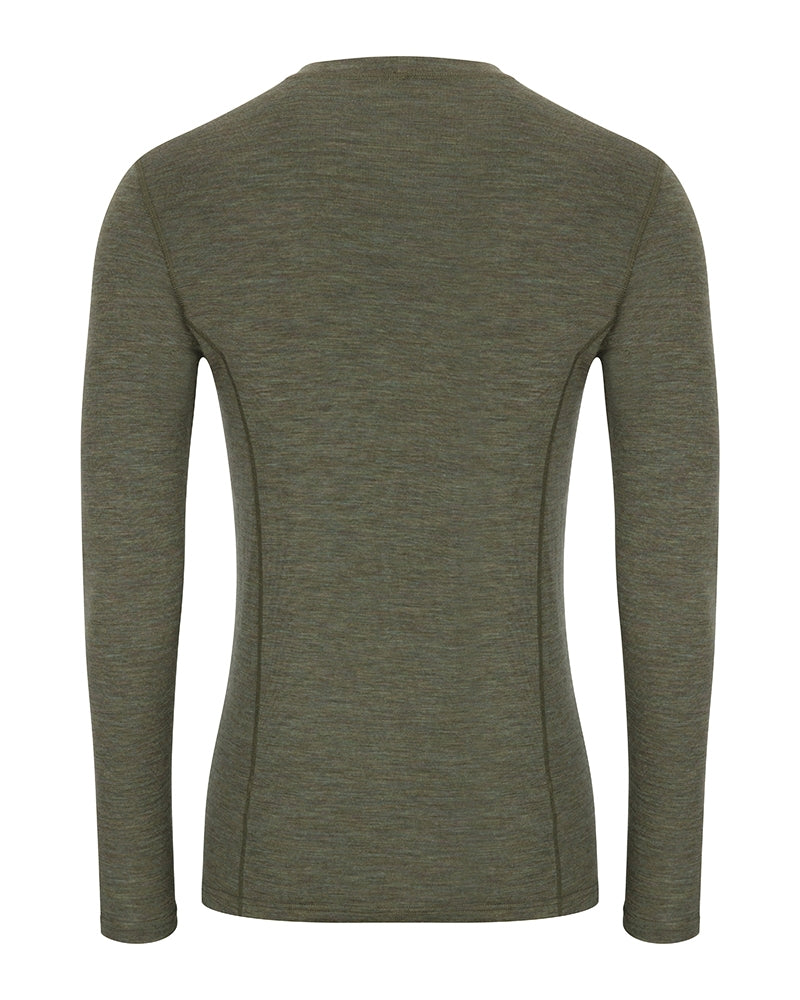 Hoggs Of Fife 100% Merino Wool Crew Neck Base Layer Long Sleeve Green