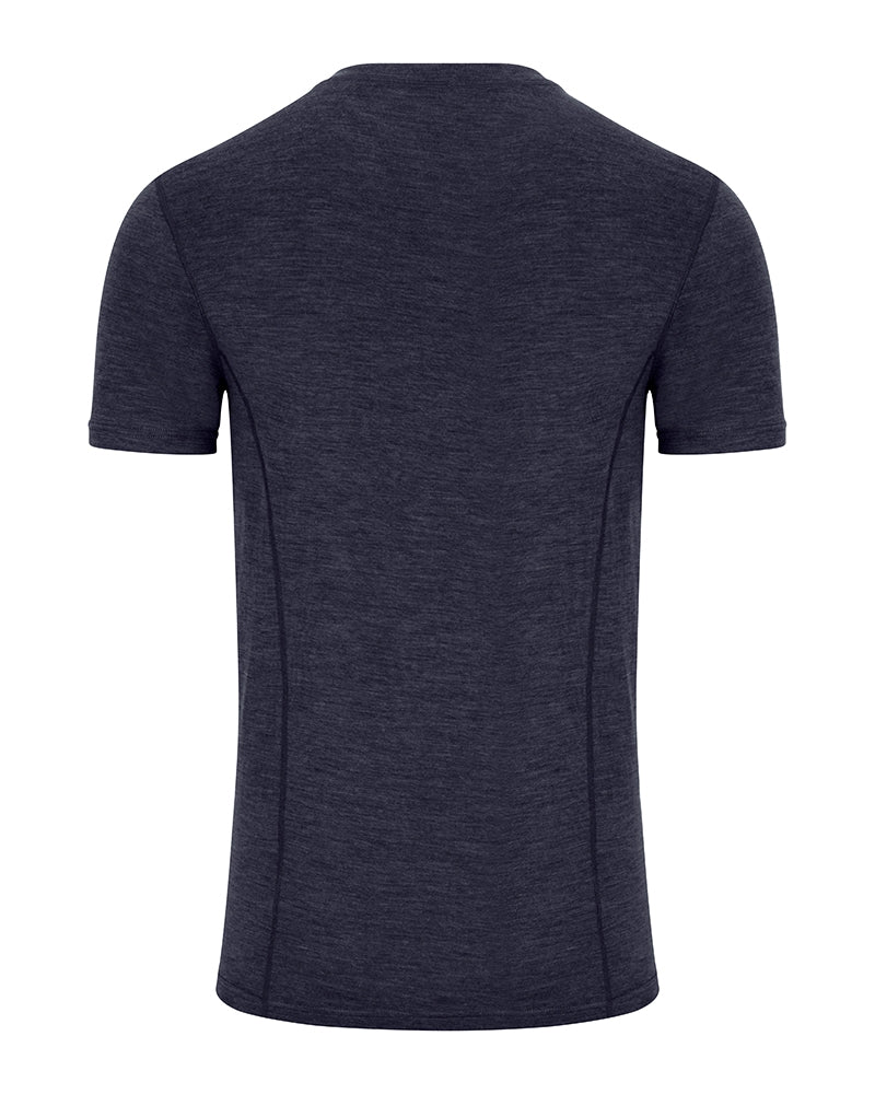 Hoggs Of Fife 100% Merino Wool Crew Neck Base Layer Short Sleeve Navy