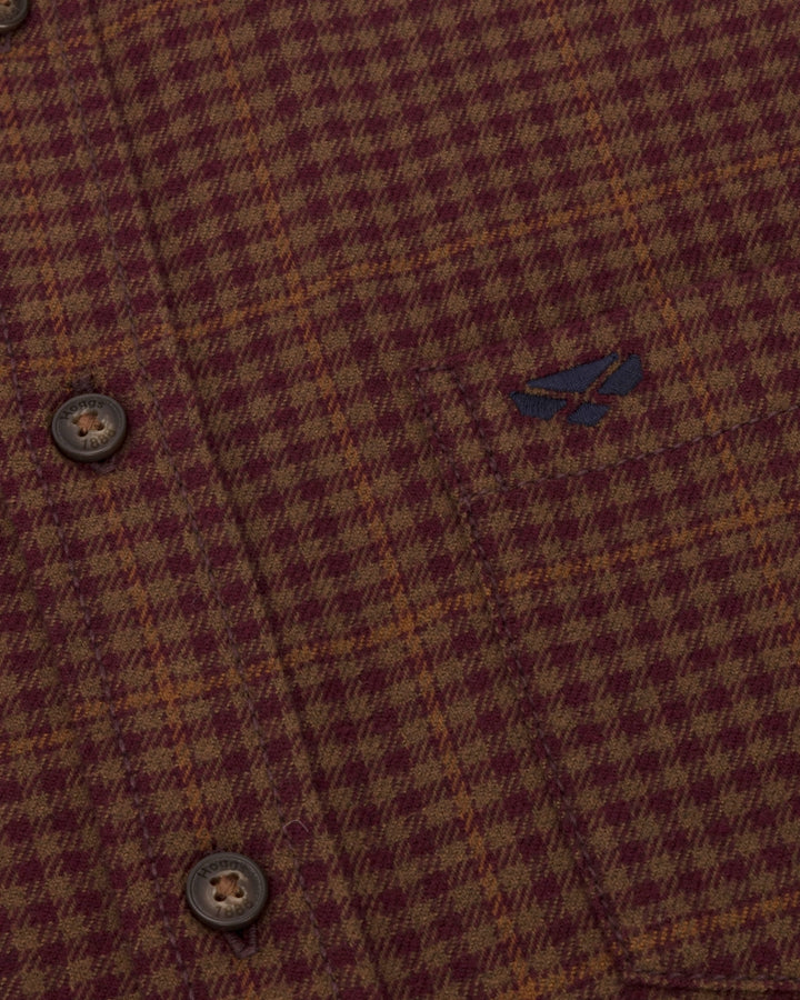 Hoggs Of Fife Harris Cotton/Wool Twill Check Shirt Rust