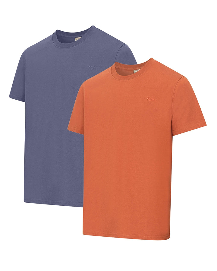 Hoggs Of Fife Sandwood 2Pk T-Shirts Slate Blue/Rust