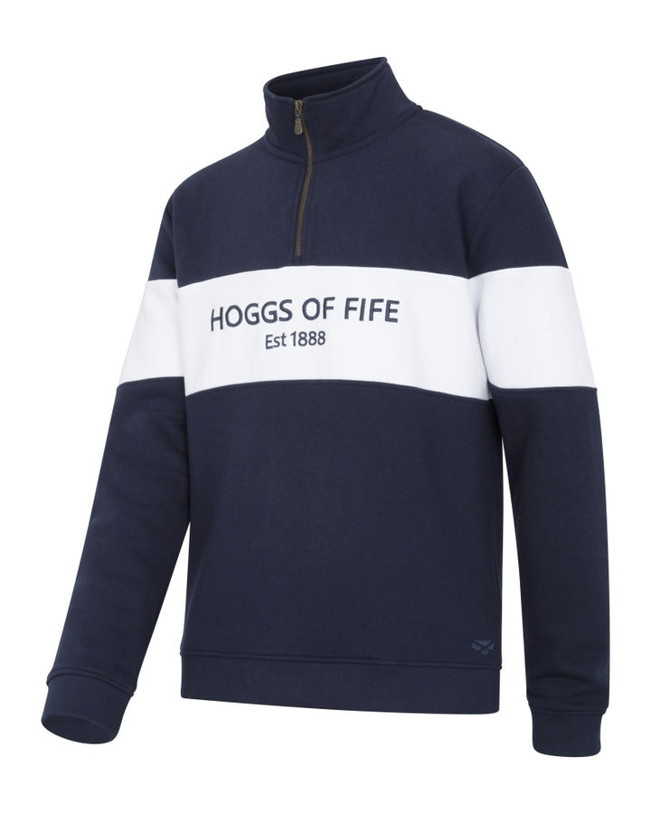 Hoggs Of Fife Dumfries 1888 Gents 1/4 Zip Sweatshirt Navy/White