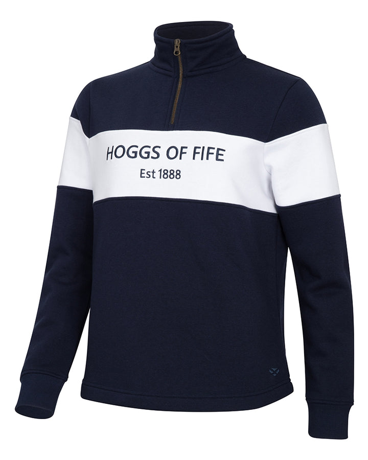 Hoggs Of Fife Dumfries 1888 Ladies 1/4 Zip Sweatshirt Navy/White