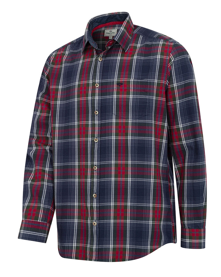 Hoggs Of Fife Taransay Plaid Twill Shirt Navy/Green/Wine