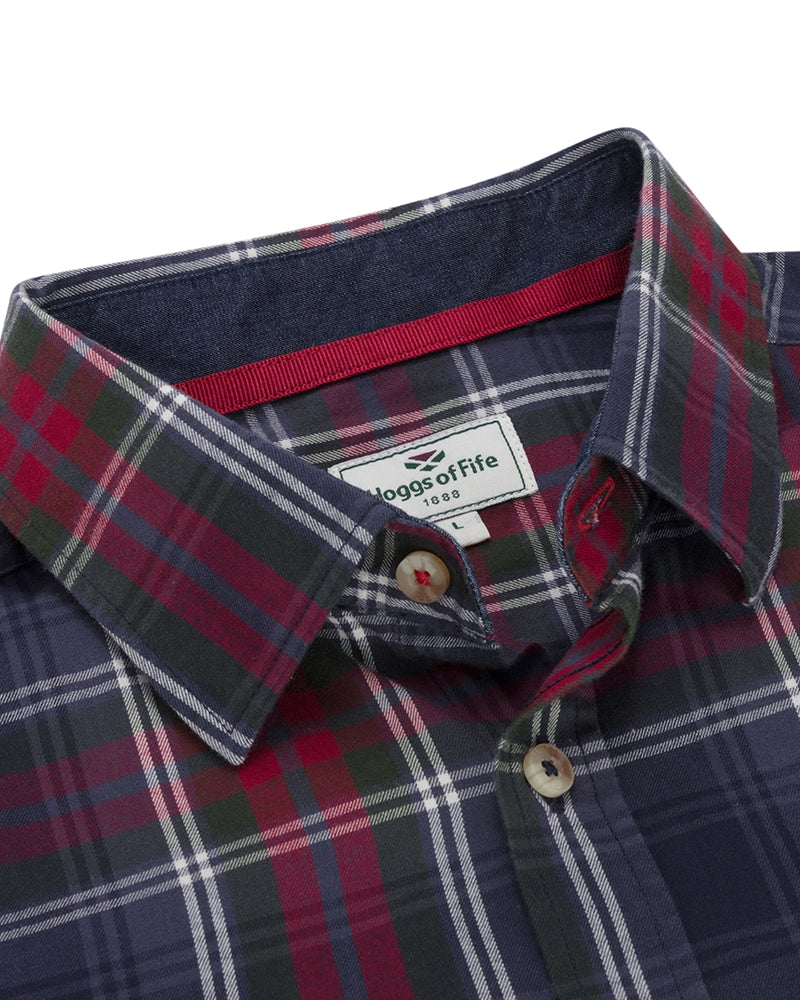 Hoggs Of Fife Taransay Plaid Twill Shirt Navy/Green/Wine