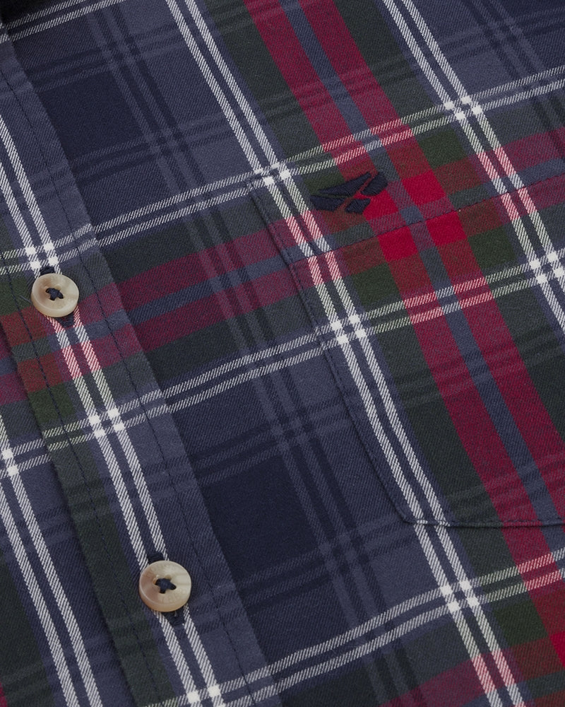 Hoggs Of Fife Taransay Plaid Twill Shirt Navy/Green/Wine