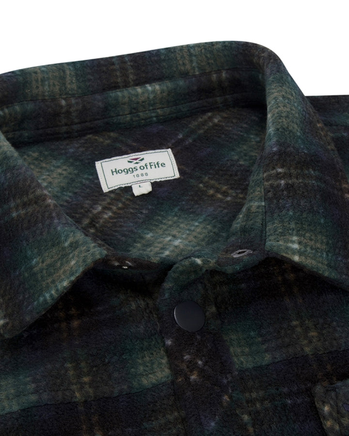 Hoggs Of Fife Broxburn Fleece Shacket Navy/Green/Gold